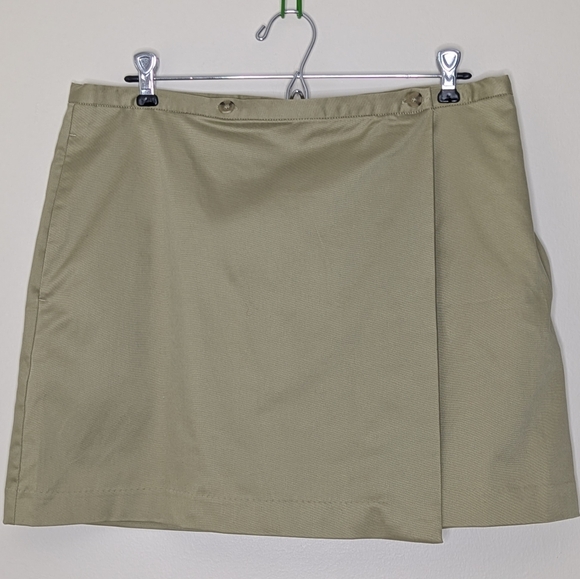 Frank And Oak Women's Large Wraparound Khaki Mini Skirt NWT - Picture 1 of 10